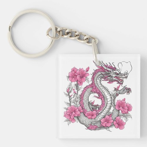 Flower Dragon Keychain
