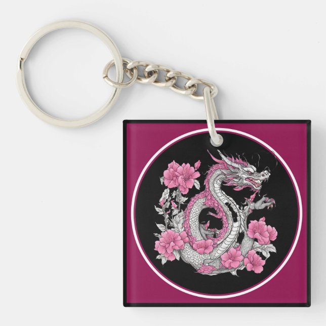 Flower Dragon Keychain (Front)