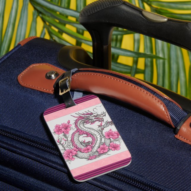 Flower Dragon Luggage Tag (Front Insitu 1)