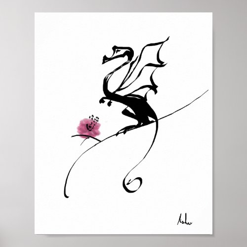 Flower Dragon Poster