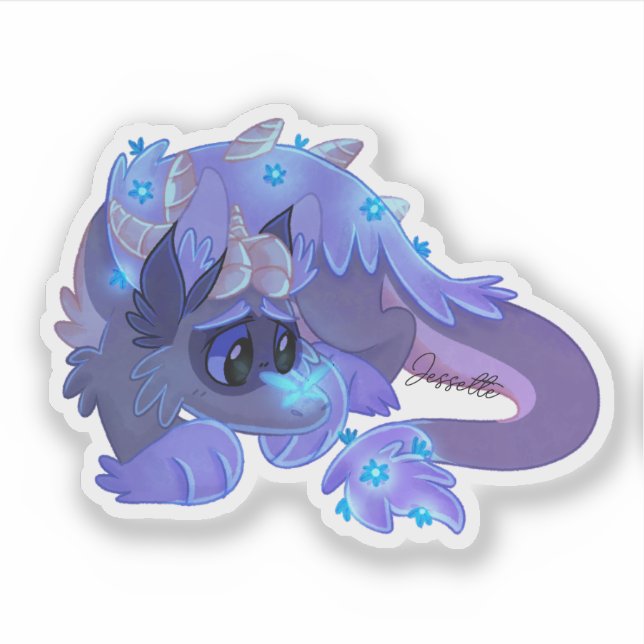Flower Dragon Sticker (Front)