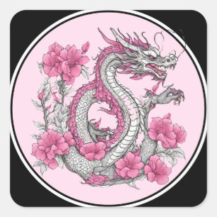 Flower Dragon Sticker