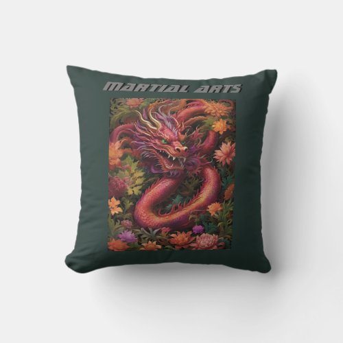 Flower Dragon Throw Pillow