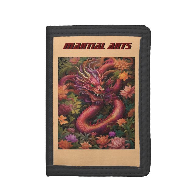 Flower Dragon Tri-fold Wallet (Front Vertical)