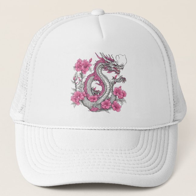 Flower Dragon Trucker Hat (Front)