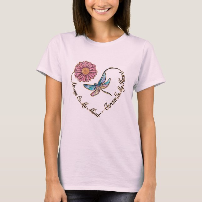 Flower, Dragonfly, Quote, Love T-Shirt (Front)