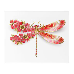 Flower dragonfly with jewelry sakura acrylic print