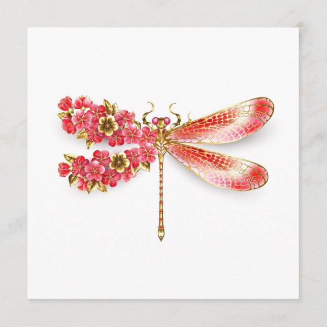 Flower dragonfly with jewelry sakura advice card (Front)