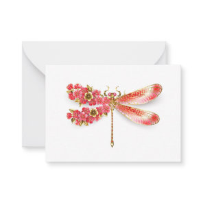 Flower dragonfly with jewelry sakura advice card