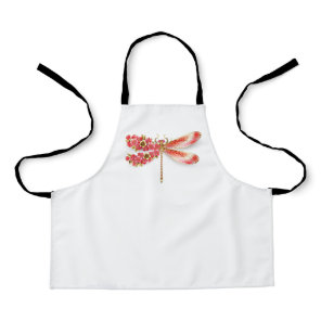 Flower dragonfly with jewelry sakura apron
