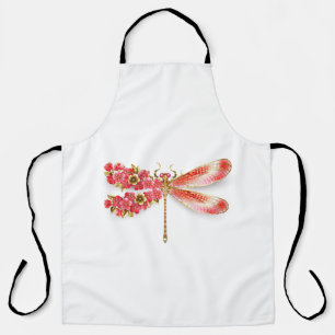 Flower dragonfly with jewelry sakura apron