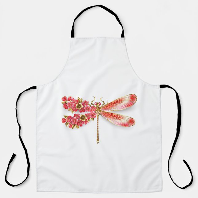 Flower dragonfly with jewelry sakura apron (Front)