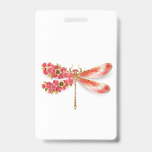 Flower dragonfly with jewelry sakura badge