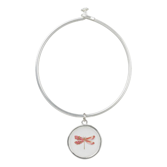 Flower dragonfly with jewelry sakura bangle bracelet (Front)