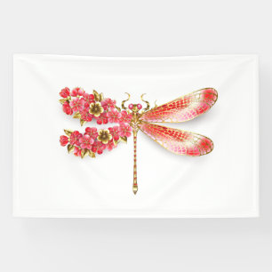 Flower dragonfly with jewelry sakura banner