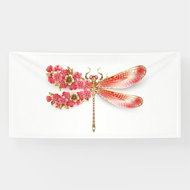 Flower dragonfly with jewelry sakura banner (Horizontal)