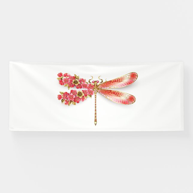 Flower dragonfly with jewelry sakura banner (Horizontal)