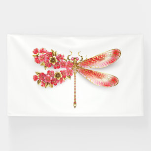 Flower dragonfly with jewelry sakura banner