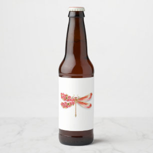 Flower dragonfly with jewelry sakura beer bottle label