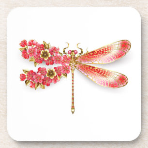 Flower dragonfly with jewelry sakura beverage coaster
