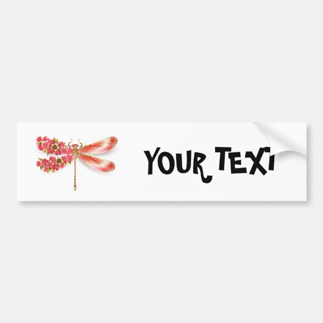 Flower dragonfly with jewelry sakura bumper sticker (Front)