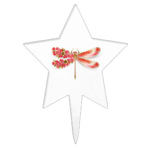 Flower dragonfly with jewelry sakura cake topper