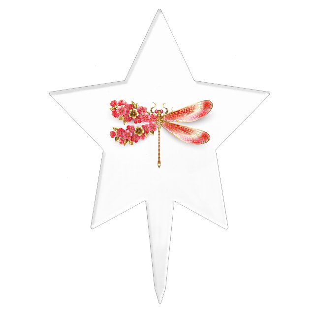 Flower dragonfly with jewelry sakura cake topper (Front)