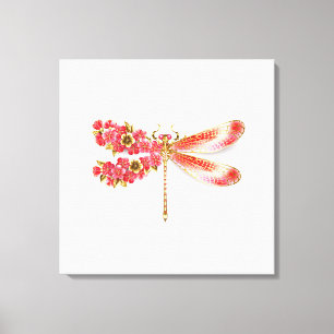 Flower dragonfly with jewelry sakura canvas print