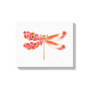 Flower dragonfly with jewelry sakura canvas print