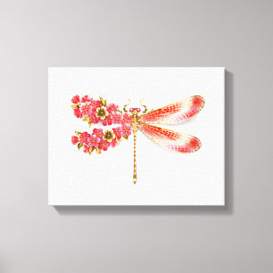 Flower dragonfly with jewelry sakura canvas print