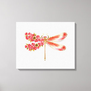Flower dragonfly with jewelry sakura canvas print