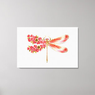 Flower dragonfly with jewelry sakura canvas print