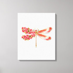 Flower dragonfly with jewelry sakura canvas print