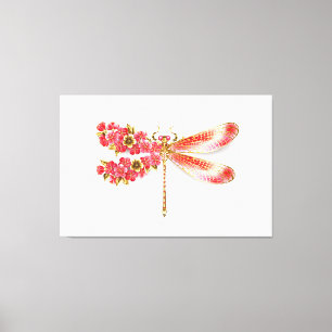 Flower dragonfly with jewelry sakura canvas print