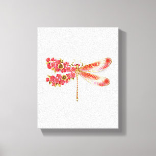 Flower dragonfly with jewelry sakura canvas print