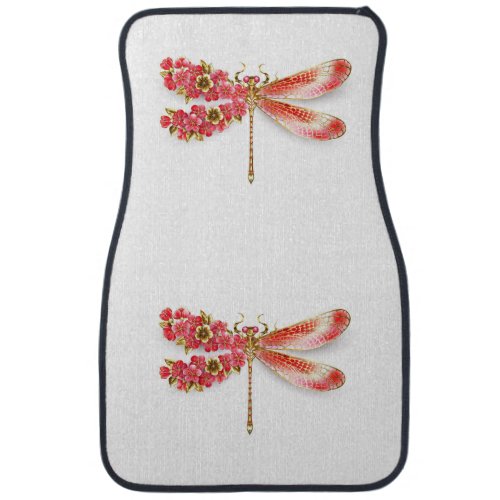 Flower dragonfly with jewelry sakura car floor mat