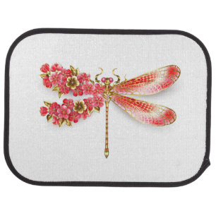Flower dragonfly with jewelry sakura car floor mat
