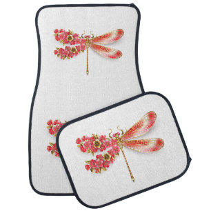 Flower dragonfly with jewelry sakura car floor mat