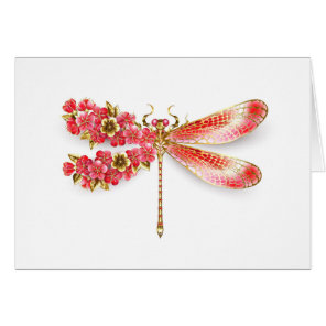 Flower dragonfly with jewelry sakura cards