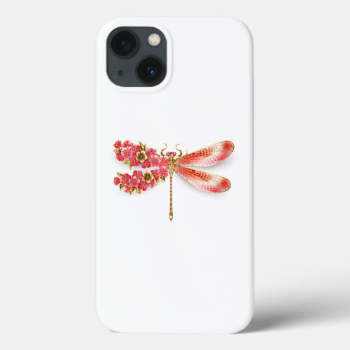 Flower dragonfly with jewelry sakura iPhone 13 case