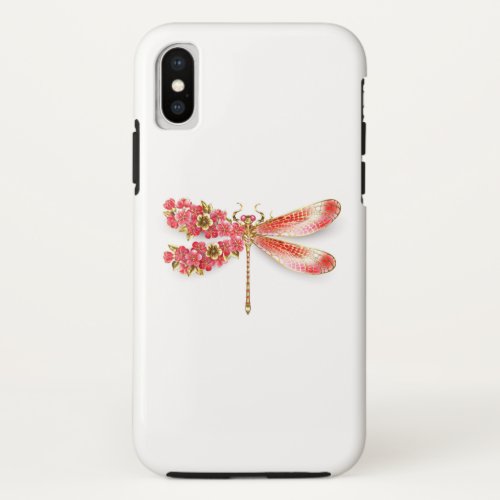 Flower dragonfly with jewelry sakura iPhone XS case