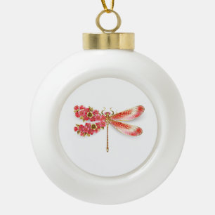 Flower dragonfly with jewelry sakura ceramic ball christmas ornament