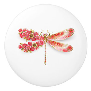 Flower dragonfly with jewelry sakura ceramic knob