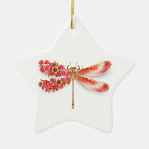 Flower dragonfly with jewelry sakura ceramic ornament