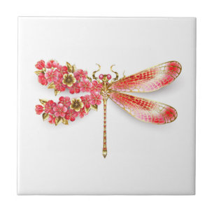 Flower dragonfly with jewelry sakura ceramic tile