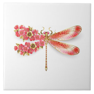 Flower dragonfly with jewelry sakura ceramic tile