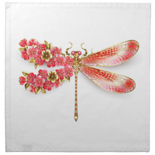 Flower dragonfly with jewelry sakura cloth napkin