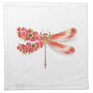 Flower dragonfly with jewelry sakura cloth napkin
