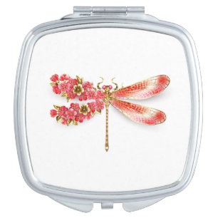 Flower dragonfly with jewelry sakura compact mirror
