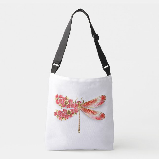 Flower dragonfly with jewelry sakura crossbody bag (Front)